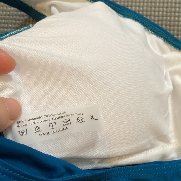 BRAND NEW Shein Swim Bikini Top, Blue/Green XL - Picture 3 of 4